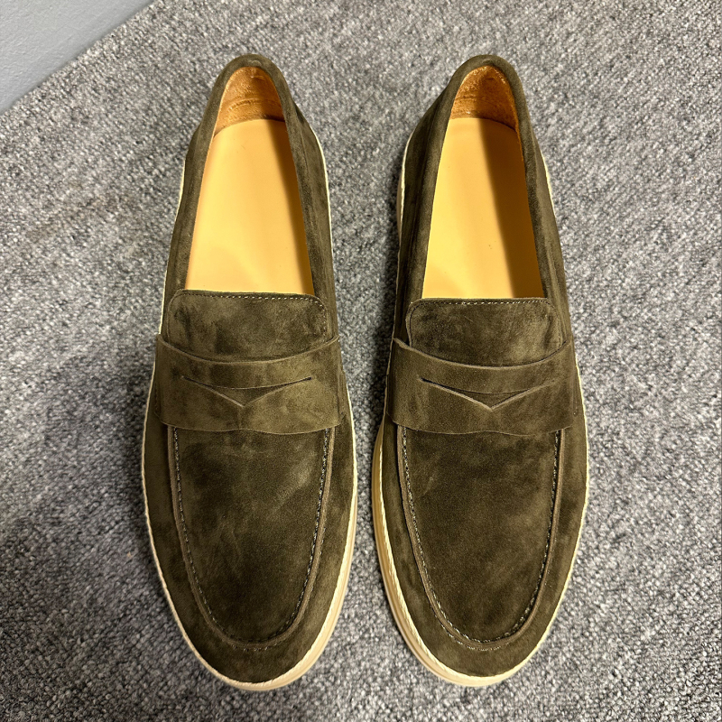 Jesenné pánske topánky vysokej kvality, britský štýl, business casual, mäkká podrážka, ručne šité, hovädzie nubuk