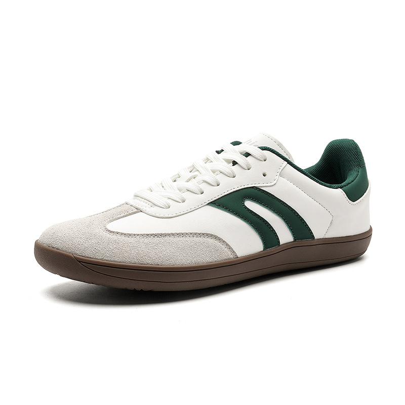 Uniszex plusz méretű bőr felső részű edzőcipő, széles orrú, német stílusú edzőcipő, mindennapi lapos talp