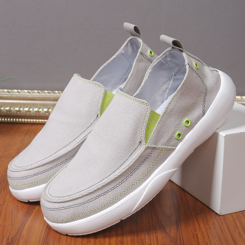 Pantofi casual slip-on din canvas pentru bărbați, ușori, respirabili, cu talpă plată