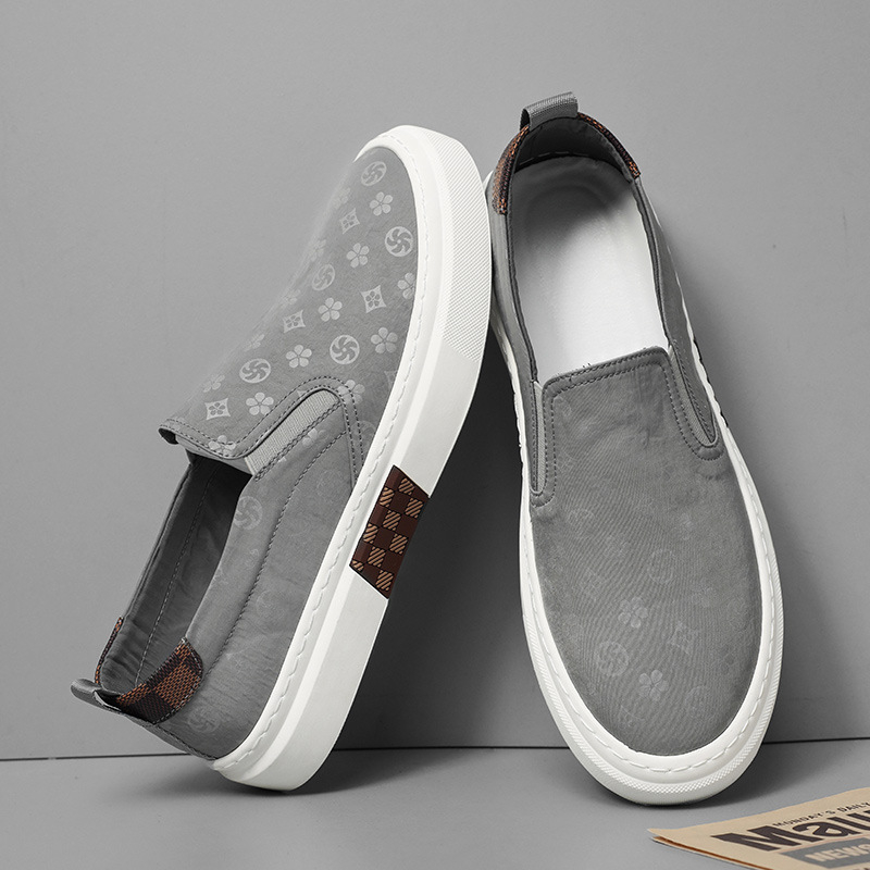 Férfi vászoncipő nyárra, lélegző, kényelmes, fekete, slip-on gumiszalaggal, munkára alkalmas