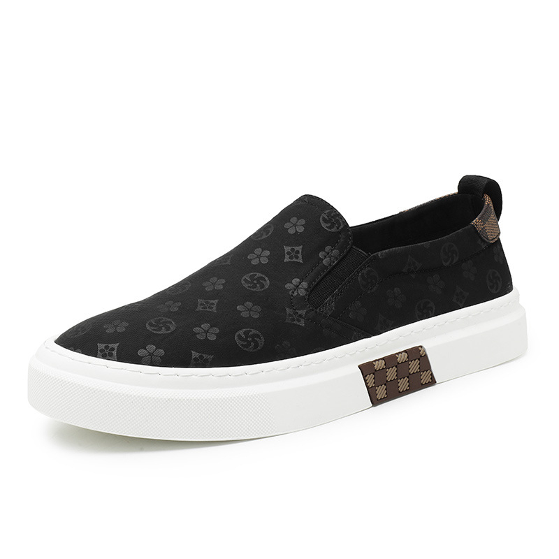 Férfi vászoncipő nyárra, lélegző, kényelmes, fekete, slip-on gumiszalaggal, munkára alkalmas