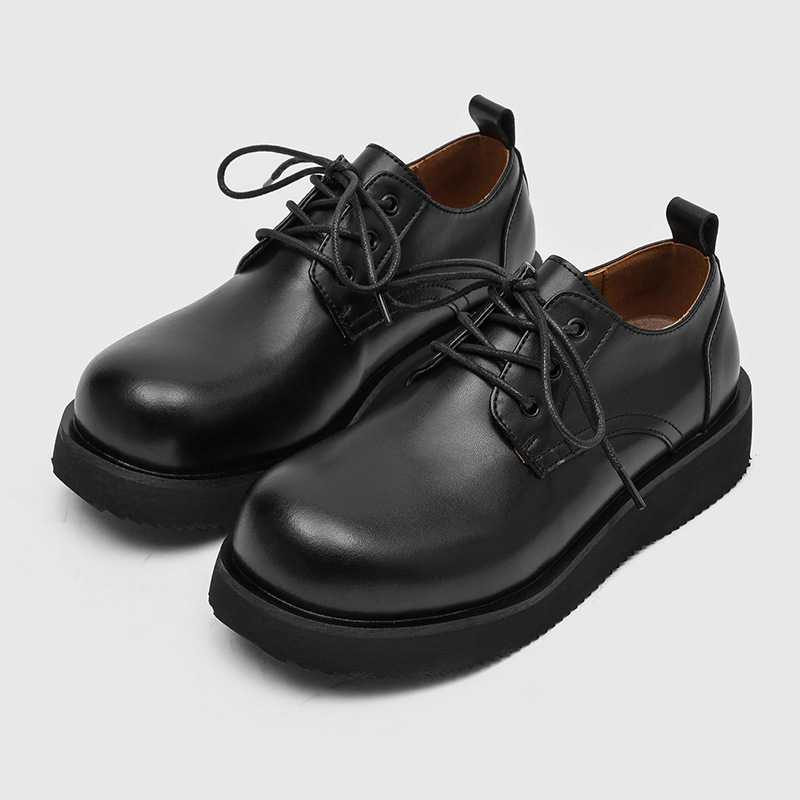Nove retro Derby muške tenisice - koža, kaki boja, debeli potplat za povećanje visine, casual/poslovni stil 1560-J