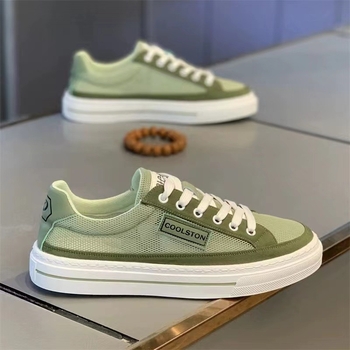Pantofi sport pentru bărbați din canvas, 2025, talpă moale, casual, albi, cu design color-block