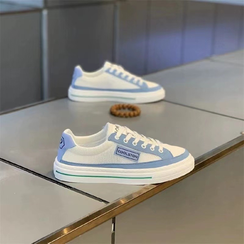 Pantofi sport pentru bărbați din canvas, 2025, talpă moale, casual, albi, cu design color-block