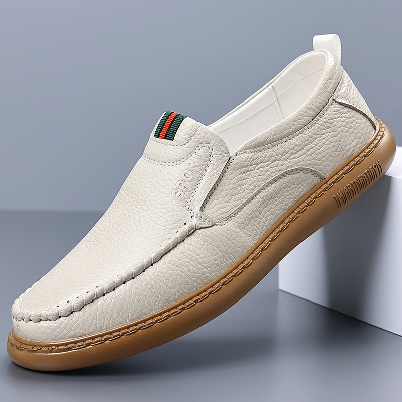Muške mokasice od kože gornjeg sloja, prozračne casual slip-on, mekana potplata, 5118