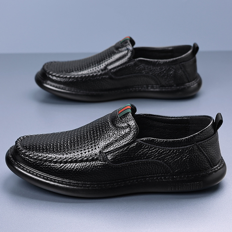 Muške mokasice od kože gornjeg sloja, prozračne casual slip-on, mekana potplata, 5118