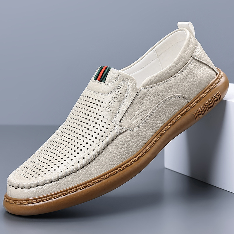 Muške mokasice od kože gornjeg sloja, prozračne casual slip-on, mekana potplata, 5118