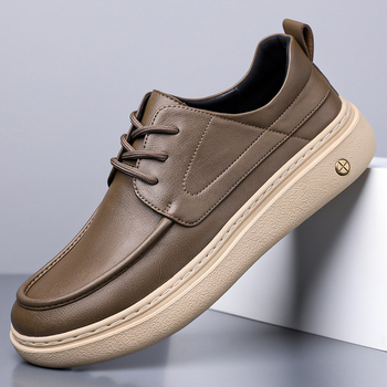 Pantofi de bărbați din piele, cu șireturi, design vintage, talpă din cauciuc antiaderentă, încălțăminte casual pentru exterior, toamna 2025