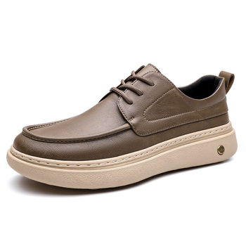 Pantofi de bărbați din piele, cu șireturi, design vintage, talpă din cauciuc antiaderentă, încălțăminte casual pentru exterior, toamna 2025