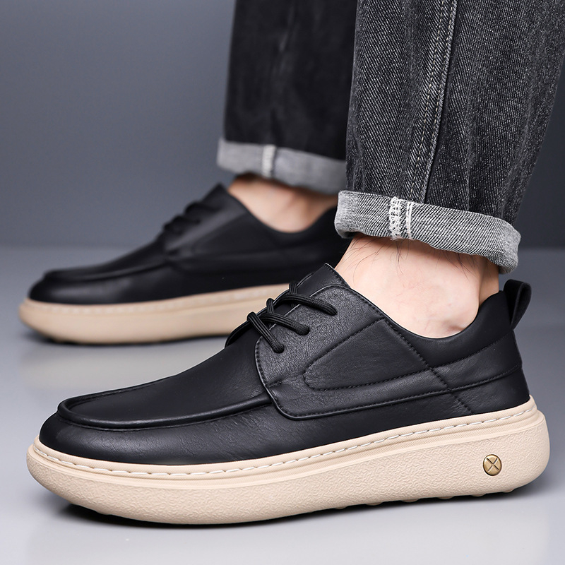 Pantofi de bărbați din piele, cu șireturi, design vintage, talpă din cauciuc antiaderentă, încălțăminte casual pentru exterior, toamna 2025