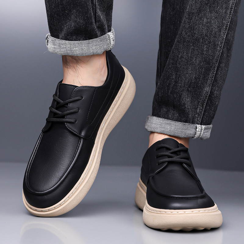 Pantofi de bărbați din piele, cu șireturi, design vintage, talpă din cauciuc antiaderentă, încălțăminte casual pentru exterior, toamna 2025
