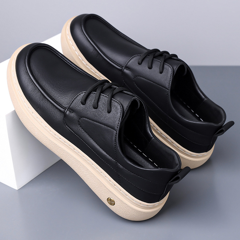 Pantofi de bărbați din piele, cu șireturi, design vintage, talpă din cauciuc antiaderentă, încălțăminte casual pentru exterior, toamna 2025