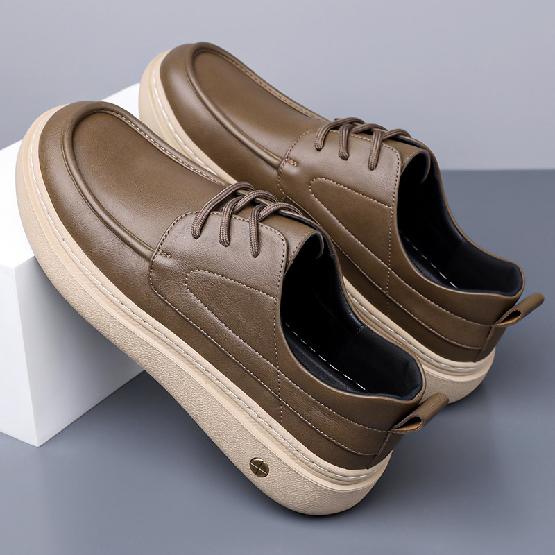 Pantofi de bărbați din piele, cu șireturi, design vintage, talpă din cauciuc antiaderentă, încălțăminte casual pentru exterior, toamna 2025