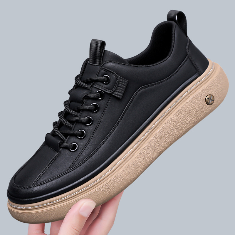 Pantofi de bărbați din piele, cu șireturi, design vintage, talpă din cauciuc antiaderentă, încălțăminte casual pentru exterior, toamna 2025