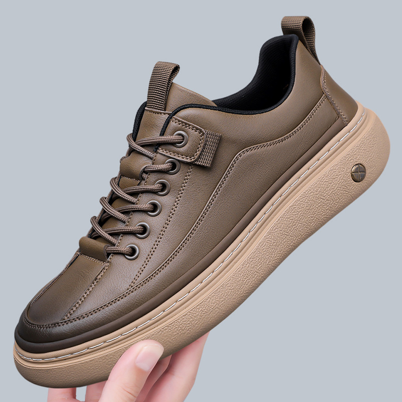 Pantofi de bărbați din piele, cu șireturi, design vintage, talpă din cauciuc antiaderentă, încălțăminte casual pentru exterior, toamna 2025