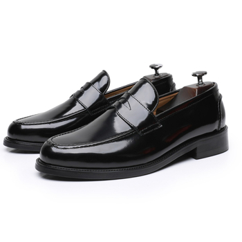 Férfi légáteresztő bőrlapos loaferek, slip-on, vastag talppal, könnyű mindennapi cipő