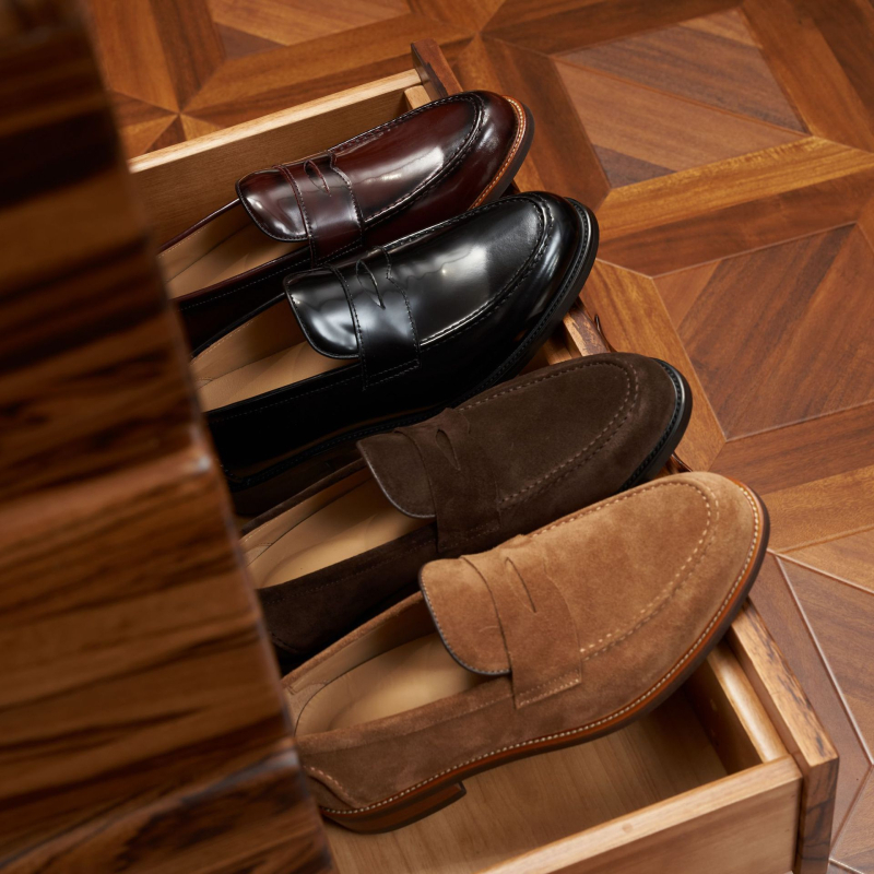 Férfi légáteresztő bőrlapos loaferek, slip-on, vastag talppal, könnyű mindennapi cipő