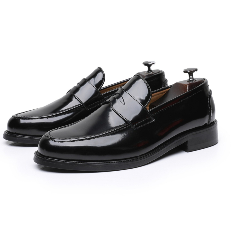 Férfi légáteresztő bőrlapos loaferek, slip-on, vastag talppal, könnyű mindennapi cipő