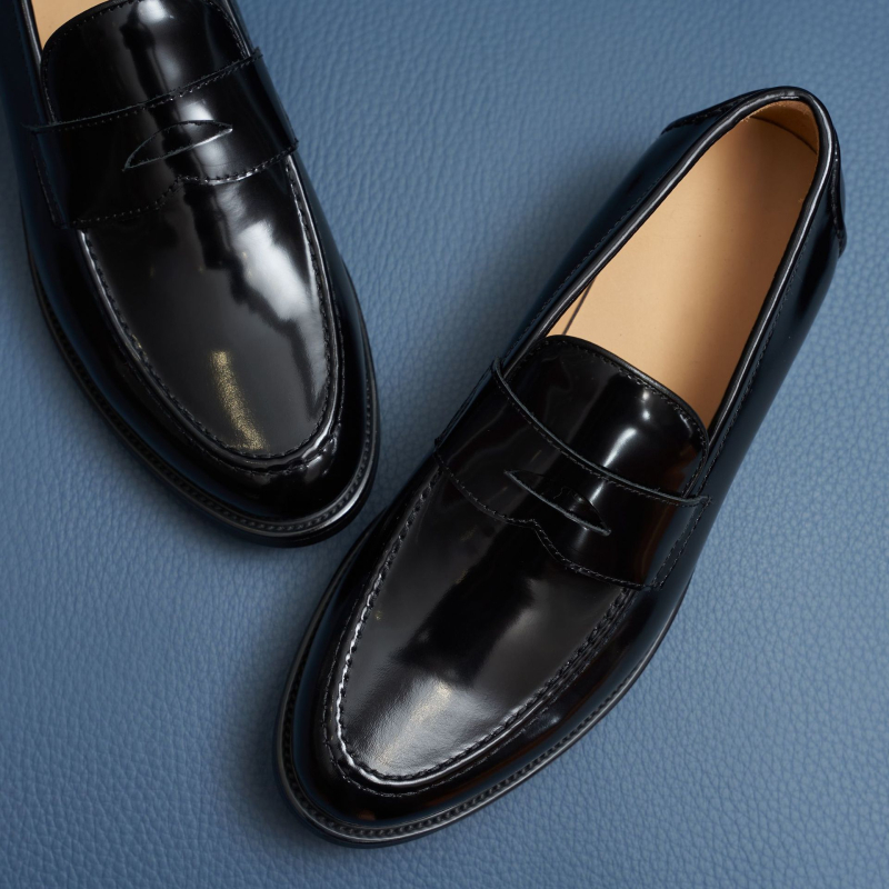 Férfi légáteresztő bőrlapos loaferek, slip-on, vastag talppal, könnyű mindennapi cipő