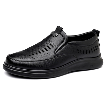 Sandale casual din piele, cu decupaje perforate, mărime extralargă, slip-on, talpă moale