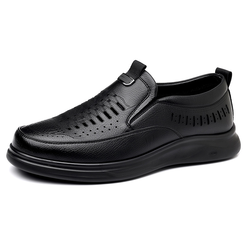 Sandale casual din piele, cu decupaje perforate, mărime extralargă, slip-on, talpă moale