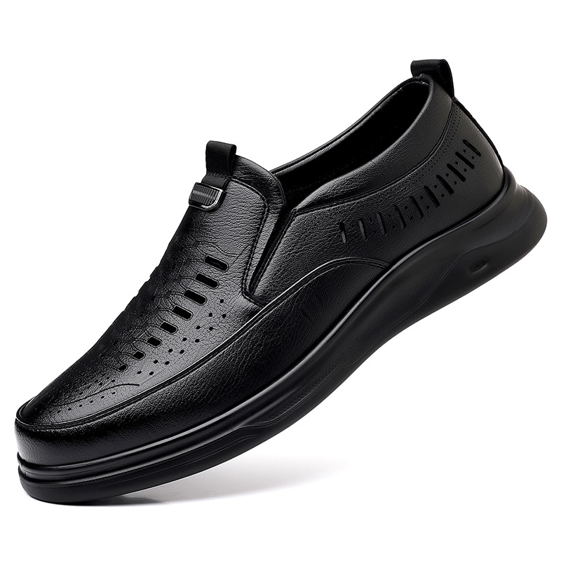 Sandale casual din piele, cu decupaje perforate, mărime extralargă, slip-on, talpă moale