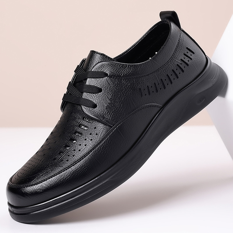 Sandale casual din piele, cu decupaje perforate, mărime extralargă, slip-on, talpă moale