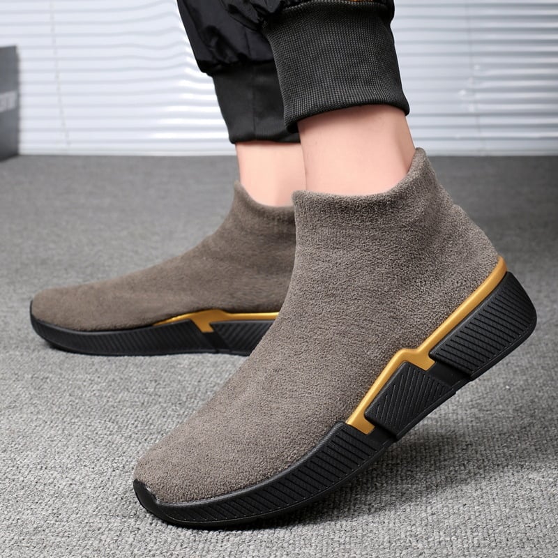 Pantofi sport bărbați înalți din bumbac, Flyknit pe partea superioară, Slip-On casual pentru toamnă