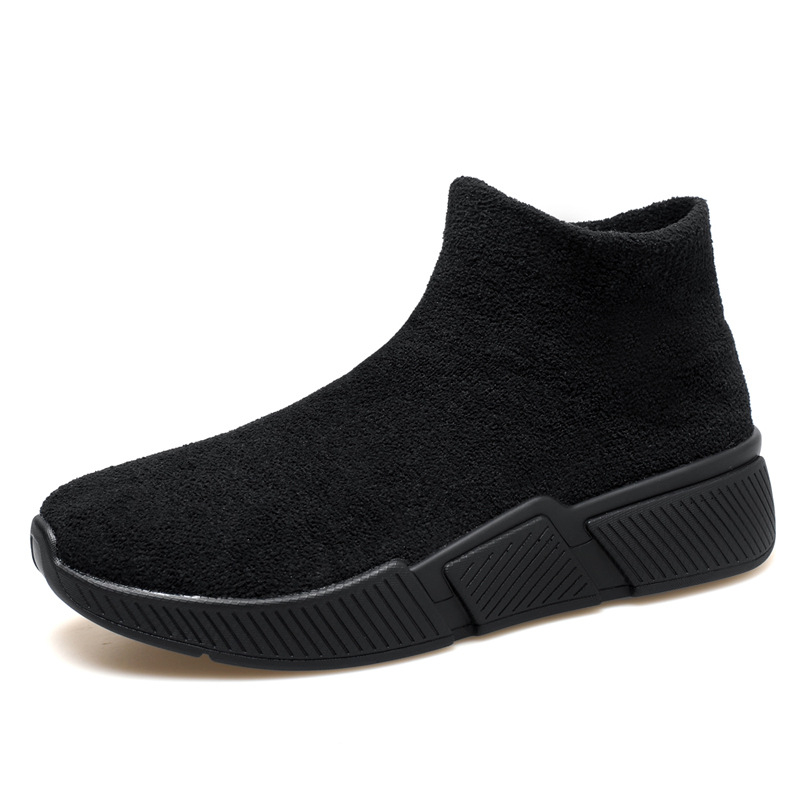 Pantofi sport bărbați înalți din bumbac, Flyknit pe partea superioară, Slip-On casual pentru toamnă