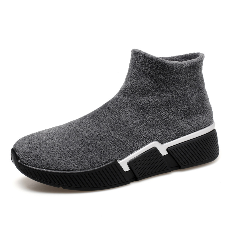 Pantofi sport bărbați înalți din bumbac, Flyknit pe partea superioară, Slip-On casual pentru toamnă