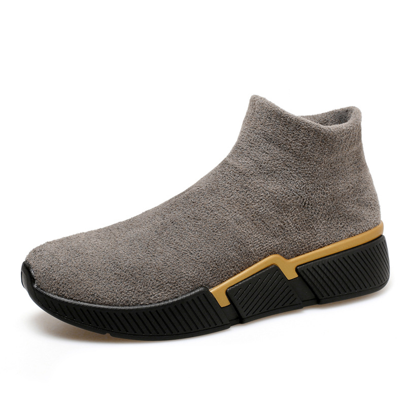 Pantofi sport bărbați înalți din bumbac, Flyknit pe partea superioară, Slip-On casual pentru toamnă
