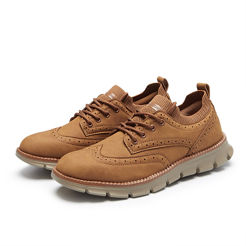 Muške kožne loaferice u korejskom stilu, casual obuća s brogue detaljima, prozračna