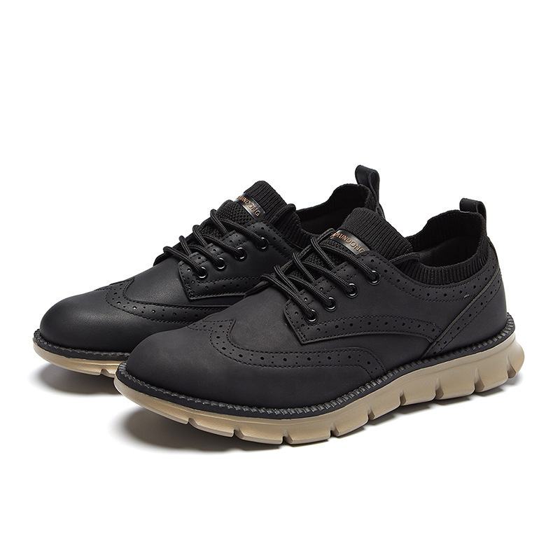 Muške kožne loaferice u korejskom stilu, casual obuća s brogue detaljima, prozračna