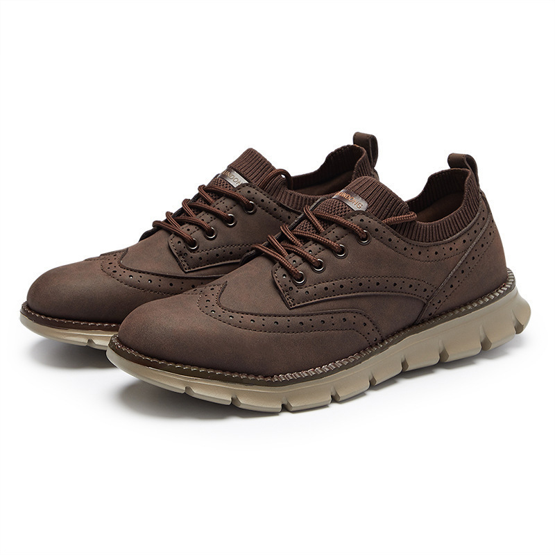 Muške kožne loaferice u korejskom stilu, casual obuća s brogue detaljima, prozračna