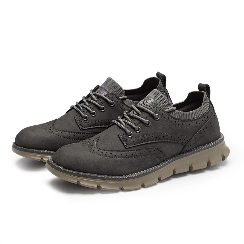 Muške kožne loaferice u korejskom stilu, casual obuća s brogue detaljima, prozračna