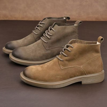 Martin bakancs férfiaknak, őszi retro stílus, csúszásmentes puha talpú velúr desert bakancs, középmagas bőr