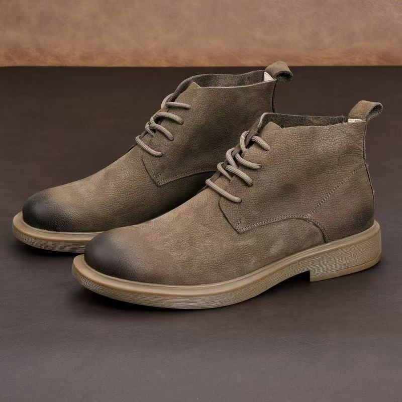 Martin bakancs férfiaknak, őszi retro stílus, csúszásmentes puha talpú velúr desert bakancs, középmagas bőr