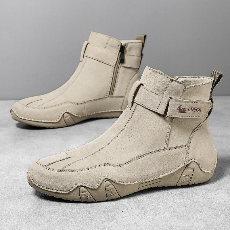 Ghete de bărbați din piele naturală, stil retro Martin, deasupra gleznelor, mărime mare, încălțăminte durabilă pentru exterior