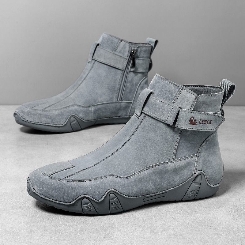 Ghete de bărbați din piele naturală, stil retro Martin, deasupra gleznelor, mărime mare, încălțăminte durabilă pentru exterior