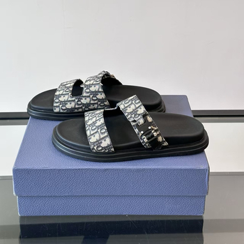Férfi denim papucs jacquard mintával, D betűs mintával, vastag talp, övcsat, nyári kültéri viseléshez