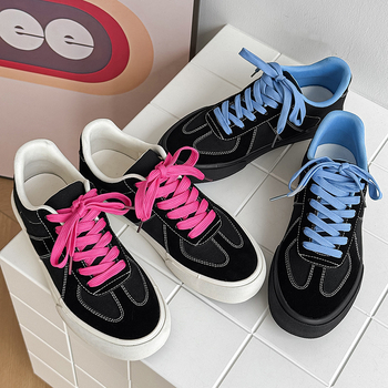 Adidași din pânză pentru bărbați, negri, stil casual de bază, șireturi, talpă plată, toamnă 2025