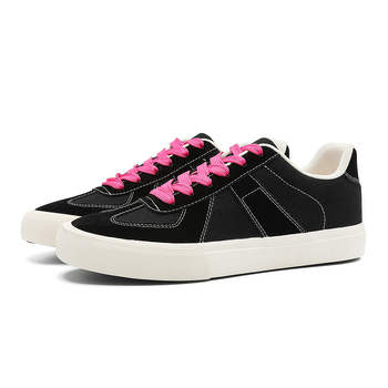 Adidași din pânză pentru bărbați, negri, stil casual de bază, șireturi, talpă plată, toamnă 2025