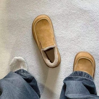 Zimske čizme s fleec podstavom, 2025 novi model, sjeveroistočne tople pamucne cipele, slip-on, ravna potplata, minimalistički loafseri