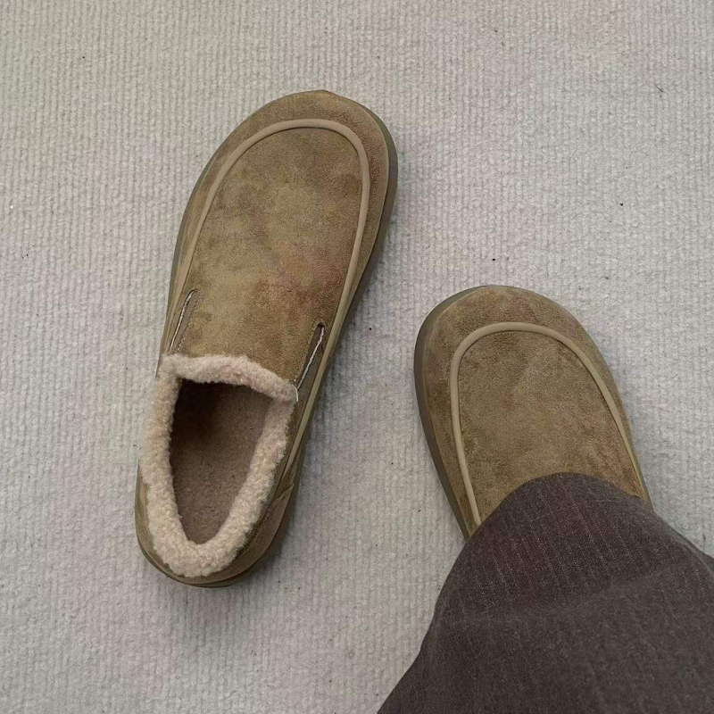 Zimske čizme s fleec podstavom, 2025 novi model, sjeveroistočne tople pamucne cipele, slip-on, ravna potplata, minimalistički loafseri