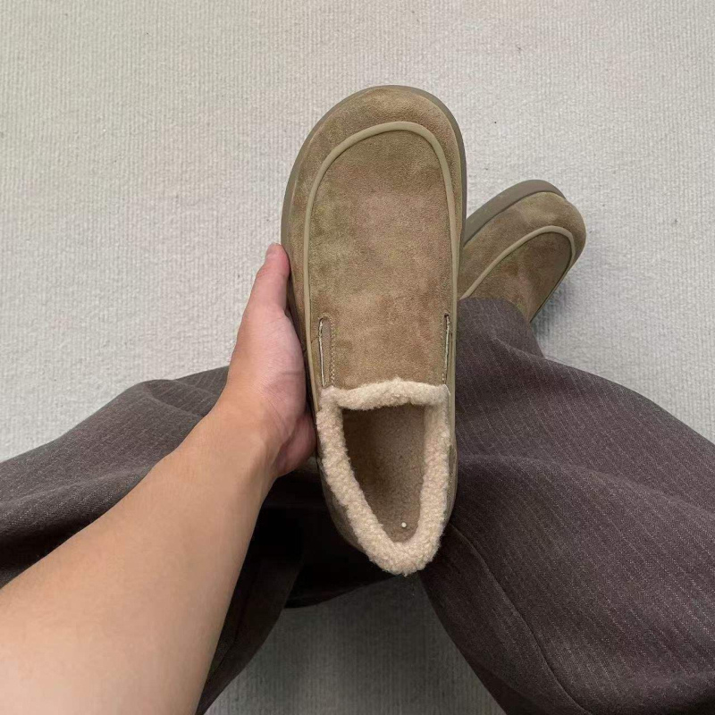 Zimske čizme s fleec podstavom, 2025 novi model, sjeveroistočne tople pamucne cipele, slip-on, ravna potplata, minimalistički loafseri