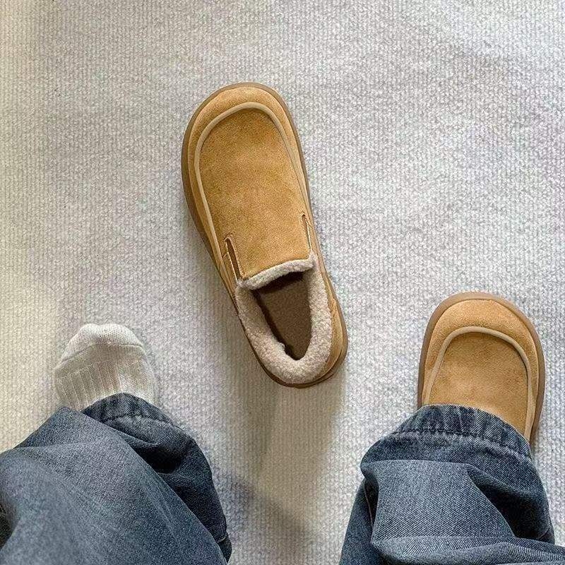 Zimske čizme s fleec podstavom, 2025 novi model, sjeveroistočne tople pamucne cipele, slip-on, ravna potplata, minimalistički loafseri