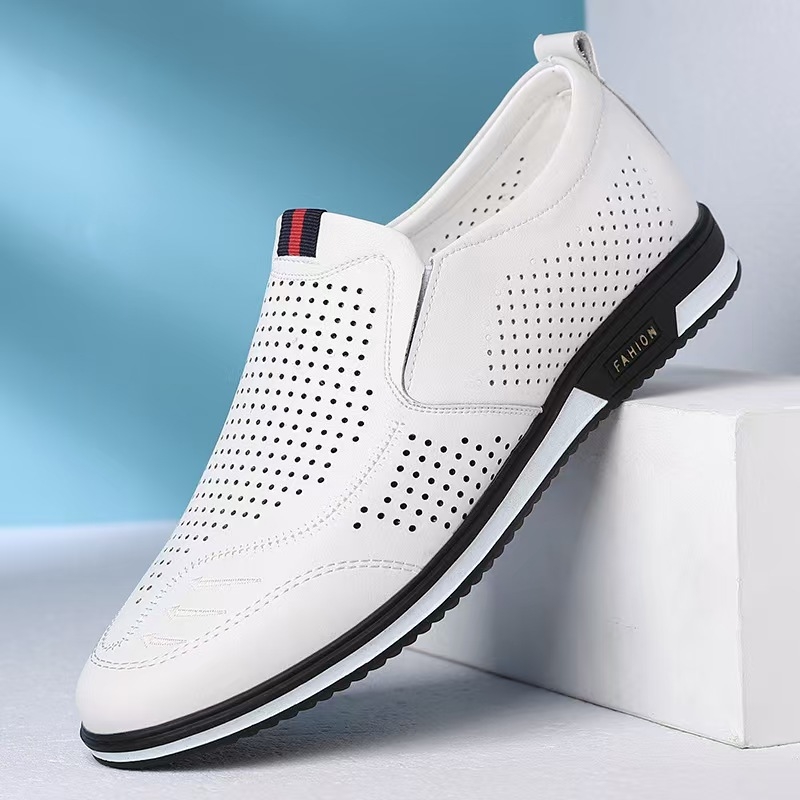 Muške ljetne kožne cipele s mekanom potplatom, slip-on za poslovno-opušten stil, prozračne