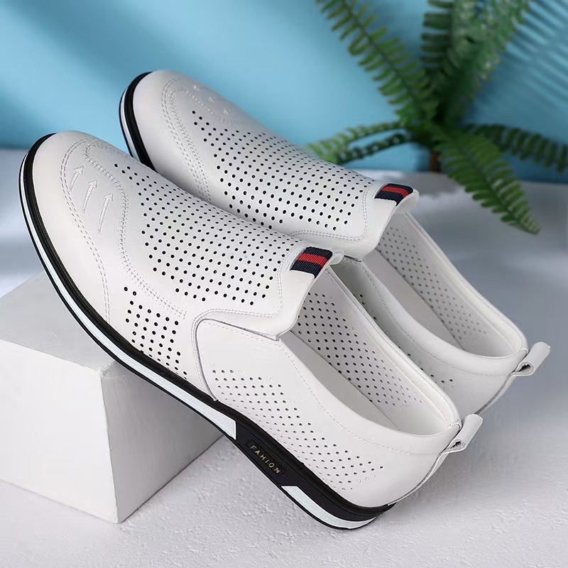 Muške ljetne kožne cipele s mekanom potplatom, slip-on za poslovno-opušten stil, prozračne