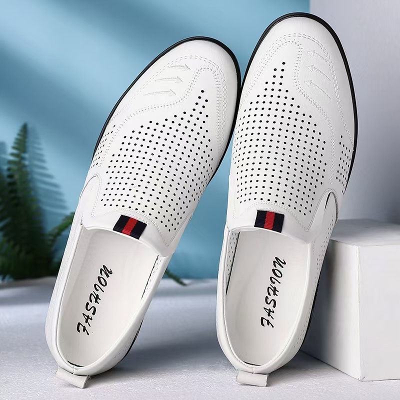 Muške ljetne kožne cipele s mekanom potplatom, slip-on za poslovno-opušten stil, prozračne