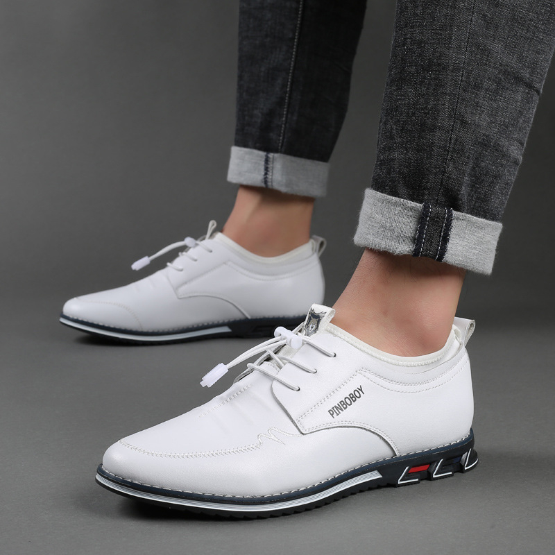 Férfi bőr sportos-casual cipő puha talppal, négyszögletes orr, alacsony sarok, méret 48